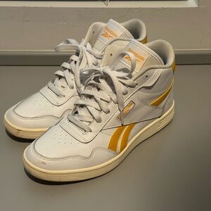 Reebok White and Yellow High-Top Sneakers women’s size 9.5
